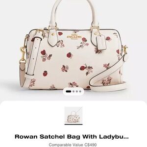 Brand new Coach satchel with ladybug floral print, no tags.